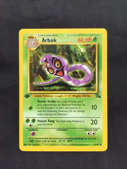 Pokemon Cards: Fossil 1st Edition Uncommon: Arbok 31/62 - Image 1
