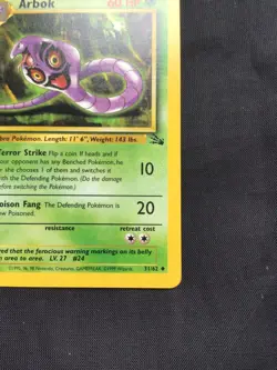 Pokemon Cards: Fossil 1st Edition Uncommon: Arbok 31/62 - Image 4