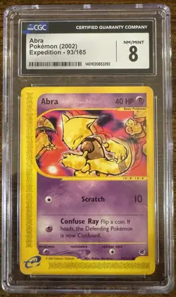Abra 93/165 CGC 8 Near Mint 2002 Expedition Base Set Pokemon Slab - Image 1