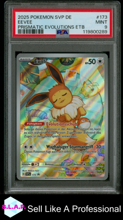 EEVEE PRISMATIC EVOLUTIONS ETB POKEMON GER SVP DE-SV BLCK STR PRM 2025 173 PSA 9 - Image 1