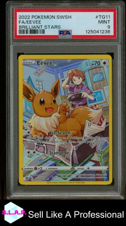 FA/EEVEE POKEMON SWORD & SHIELD BRILLIANT STARS 2022 TG11 PSA 9 - Image 1