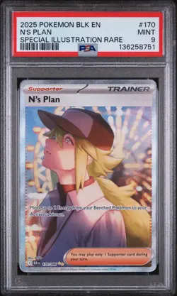 Pokemon 2025 BLK En-Black Bolt Special Illustration Rare #170 N's Plan PSA 9 - Image 1