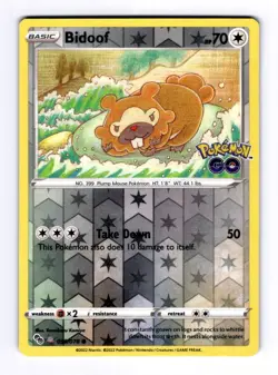 Bidoof (Peelable Ditto) Pokemon GO #059 (2022) Common Holo NM Pokemon - Image 1