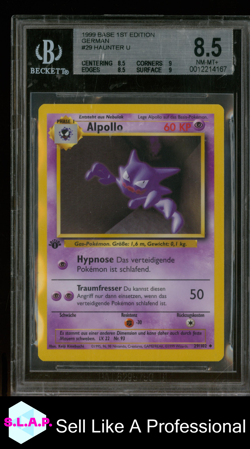 HAUNTER U 1999 POKEMON BASE 1ST EDITION GERMAN 29 BGS 8.5 - Image 1