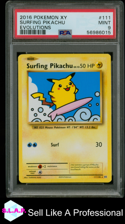 SURFING PIKACHU EVOLUTIONS POKEMON XY EVOLUTIONS 2016 111 PSA 9 - Image 1