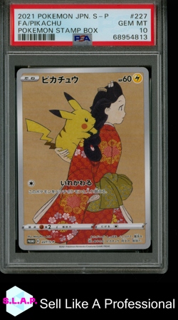 FA/PIKACHU POKEMON STAMP BOX POKEMON JAPANESE S PROMO 2021 227 PSA 10 - Image 1