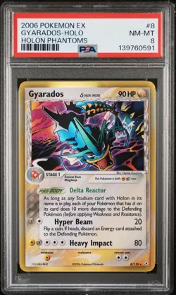 2006 POKEMON EX HOLON PHANTOMS #8 GYARADOS-HOLO PSA 8 - Image 1