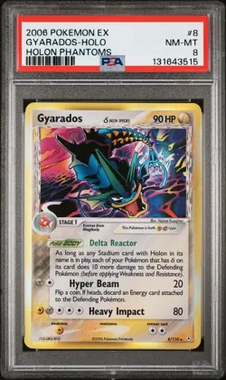 2006 POKEMON EX HOLON PHANTOMS #8 GYARADOS-HOLO PSA 8 - Image 1