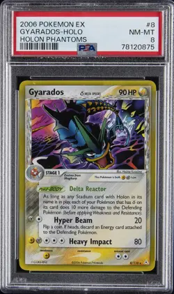 2006 POKEMON EX HOLON PHANTOMS #8 GYARADOS-HOLO PSA 8 - Image 1