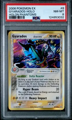 2006 POKEMON EX HOLON PHANTOMS #8 GYARADOS-HOLO PSA 8 - Image 1