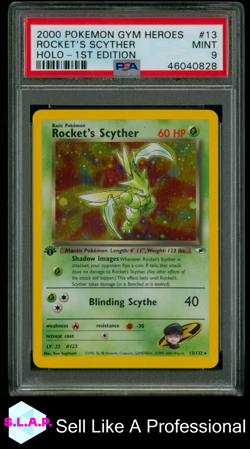 ROCKET'S SCYTHER HOLO-1ST EDITION POKEMON GYM HEROES 2000 13 PSA 9 - Image 1