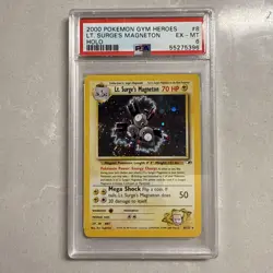Gym Heroes Lt. Surges Magneton Holo #8/132 Rare WOTC Pokemon Card TCG NM PSA 7 - Image 1