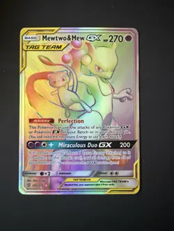 Mewtwo and Mew GX 242/236 Tag Team Full Art Textured Promo Card Pokemon TCG - Image 1