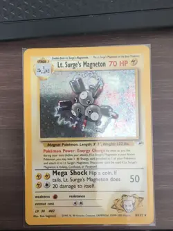 LT Surges Magneton 8/132 Gym Heroes Holo Rare Vintage Pokemon TCG Card - Image 1