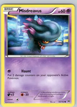 Pokemon TCG Misdreavus XY BREAKthrough 65/162 Regular Common Card NM - Image 1