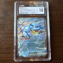 CGC 10 Blastoise EX 030/142 Stellar Crown Full Art Double Rare Pokemon Card - Image 1