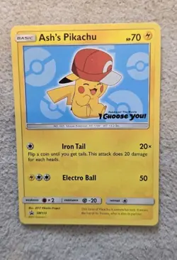 LP Ash's Pikachu SM113 Sm Regular Pokemon Card - Image 1