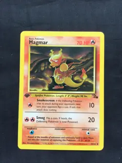 Pokemon Cards: Fossil 1st Edition Uncommon: Magmar 39/62 - Image 1