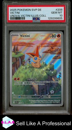 VICTINI UNOVA VICTINI ILLUS COLL POKEMON GER SVP SV BLCK STR PRM 2025 208 PSA 10 - Image 1