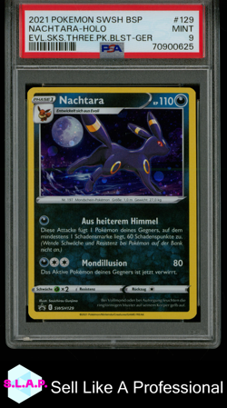 NACHTARA-HOLO EVL.SKS.THREE.PK.BLST-GER POKEMON SWSH BLCK STR PRM 2021 129 PSA 9 - Image 1