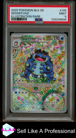 SEISMITOAD ILLUSTRATION RARE POKEMON GERMAN BLK DE-BLACK BOLT 2025 105 PSA 9 - Image 1