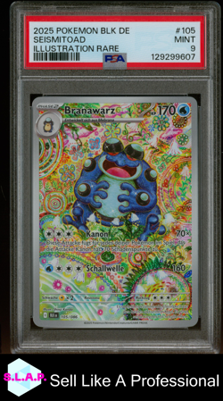 SEISMITOAD ILLUSTRATION RARE POKEMON GERMAN BLK DE-BLACK BOLT 2025 105 PSA 9 - Image 1