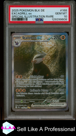 EXCADRILL EX SPECI4L ILL RARE POKEMON GER BLK DE-BLCK BOLT 2025 168 PSA 10 - Image 1