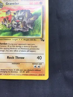 Pokemon Cards: Fossil 1st Edition Uncommon: Graveler 37/62 - Image 4