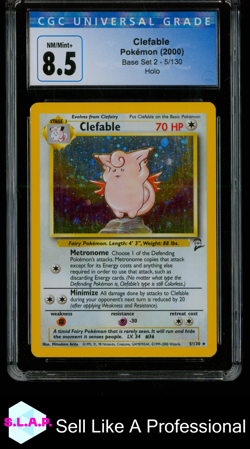 CLEFABLE BASE SET 2 HOLO 5/130 POKEMON CGC 8 - Image 1