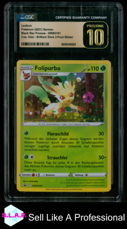 LEAFEON POKEMON SWSH191 2021 SWSH BLACK STAR PROMOS HOLO DE CGC PRISTINE 10 - Image 1