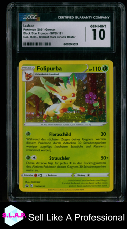 LEAFEON POKEMON SWSH191 2021 SWSH BLACK STAR PROMOS HOLO DE CGC 10 - Image 1