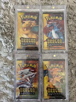 Pokemon TCG Dragon Majesty Booster Pack ART SET 4 Packs - Sun & Moon Sealed NEW - Image 1