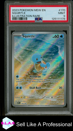 SQUIRTLE ILLUSTRATION RARE POKEMON MEW EN-151 2023 170 PSA 9 - Image 1