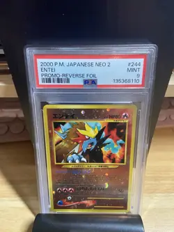 PSA 9 Entei Neo 2 Premium File Reverse Holo 244 Pokemon tcg not ace bgs cgc - Image 1