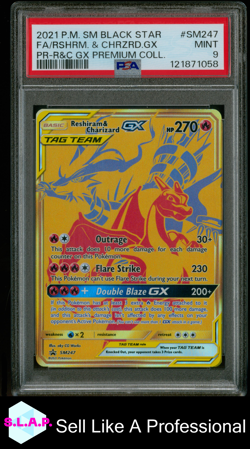 FA/RSHRM. & CHRZRD.GX PR-R&C POKEMON SM BLCK STR PRM 2021 SM247 PSA 9 - Image 1