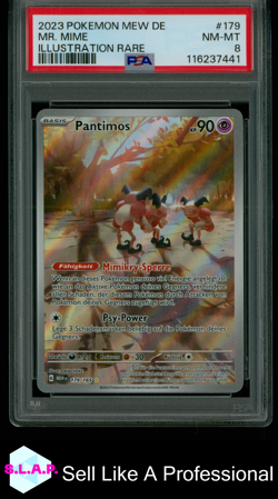 MR. MIME ILLUSTRATION RARE POKEMON GERMAN MEW DE-151 2023 179 PSA 8 - Image 1
