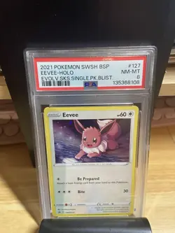 PSA 8 Eevee Holo Swsh127 Evolving Skies Promo Pokemon tcg not ace bgs cgc - Image 1