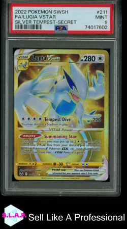 FA/LUGIA VSTAR SILVER TEMPEST-SECRET POKEMON SWSH SILVER TEMPEST 2022 211 PSA 9 - Image 1