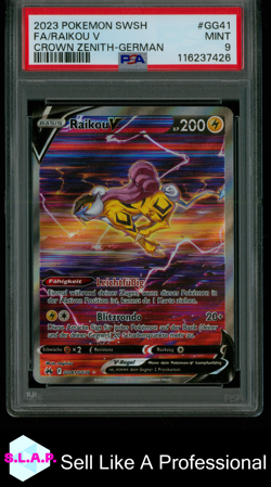 FA/RAIKOU V CROWN ZENITH-GERMAN POKEMON SWORD AND SHIELD 2023 GG41 PSA 9 - Image 1