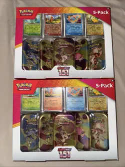 Pokemon TCG Lot of (2) Scarlet And Violet 151 Mini Tins 5 Pack Costco Bundle G84 - Image 1