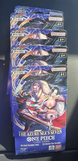 5x One Piece TCG The Azure Sea's Seven Factory Sealed Sleeved Booster OP-14 - Image 1
