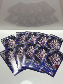 One Piece OP14 The Azure Sea’s Seven Sleeved Booster Pack Lot Of 10 - In Hand - Image 1