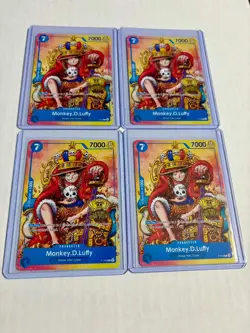 4x (Playset) Monkey.D.Luffy (2nd Anniversary Stamped ) P-043 One Piece Promo NM - Image 1
