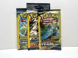 Sun & Moon Tag Team 3 Card Pack Lot - Unbroken Bonds, Team Up, Cosmic Eclipse - Image 1