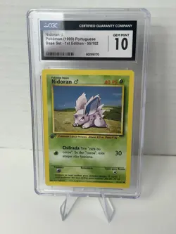 SACGC Nidoran o Pokemon (1999) Portuguese Base Set 1st Edition 55/102 Gm Mt 10 - Image 1