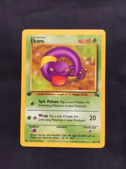 Pokemon Cards: Fossil 1st Edition Common: Ekans 46/62 - Image 1