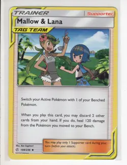 MALLOW & LANA TRAINER COSMIC ECLIPSE SET POKEMON CARD 198/236 NM/M - Image 1