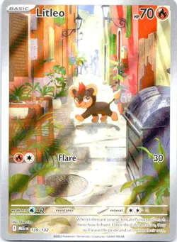 Pokemon TCG Litleo 139/132 Secret Rare Holo - Fire Lion Shiny Vault Card - Image 1