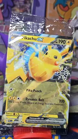 Pikachu ex 063/193 Double Rare Paldea Evolved Holiday❄ Stamp Card *SEALED*💎 - Image 1