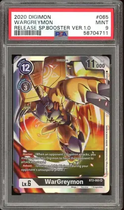 PSA 9 MINT Wargreymon Holo Special Booster 1.0 BT2-065 Digimon Card - Image 1